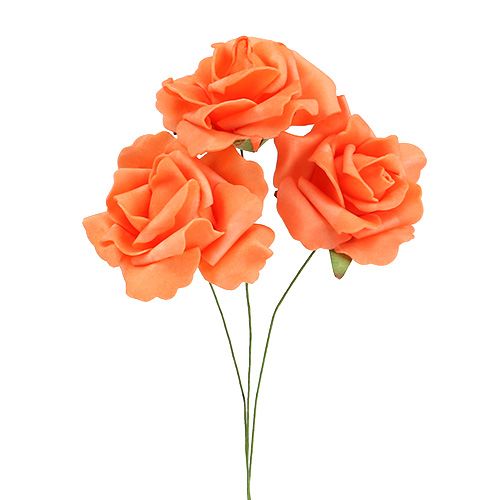 Floristik24 Skumrose Ø 6cm orange 27p