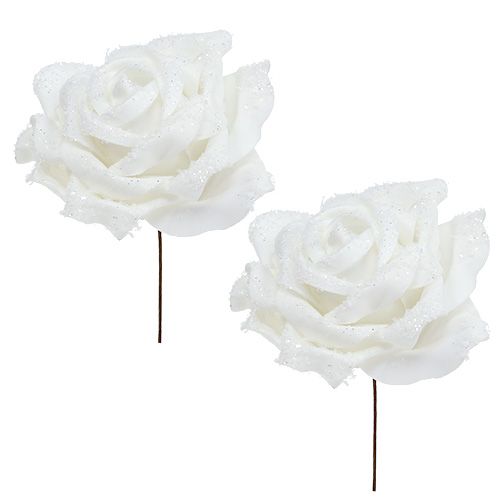Floristik24 Foamrose hvid Ø10cm sneet 6stk