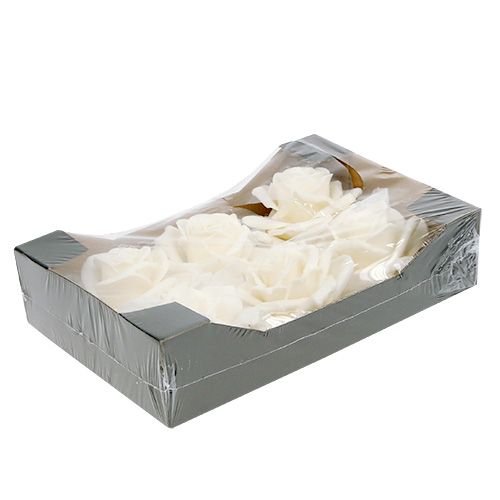 Floristik24 Foamrose hvid Ø10cm sneet 6stk