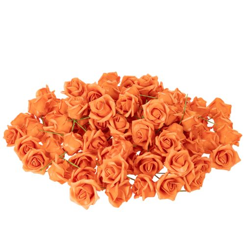 Kunstig orange rose, 5 cm blomst, enkelt, 100 stk. | Floristik24.dk