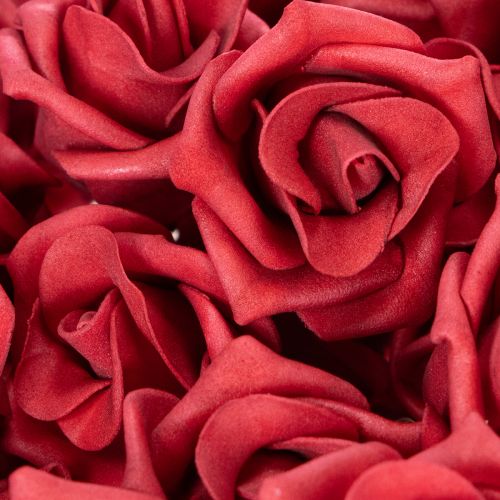 Kunstig rød roseblomst med stilk, 5 cm, 100 stk. | Floristik24.dk