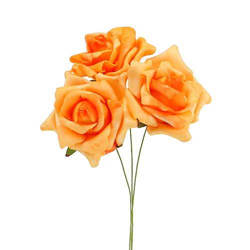 Floristik24 Foamrose Ø6cm lys orange 27p