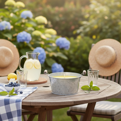 Artikel Citronella udendørslys i spand: Stemningsfuld belysning og insektafvisende middel, 15 cm