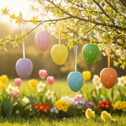 Artikel Store påskeæg til ophængning af plastæg 11×14,5cm 6 stk