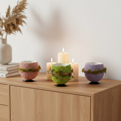 Artikel Dekorativ skål med påskeæg til forårs- eller påskeborddekoration, 9 cm, 4 stk.