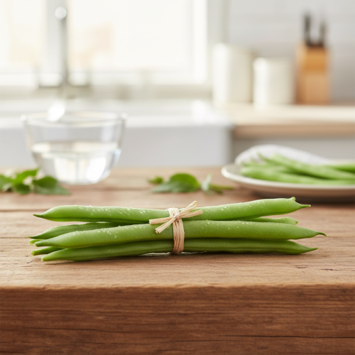 Artikel Dekorative bønner, kunstige grøntsager, grønne, ægte berøring, 17 cm, 6 stk.