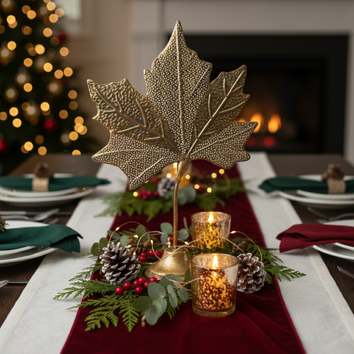 Artikel Borddekoration efterår ahorn blad dekoration gylden antik 58cm × 39cm