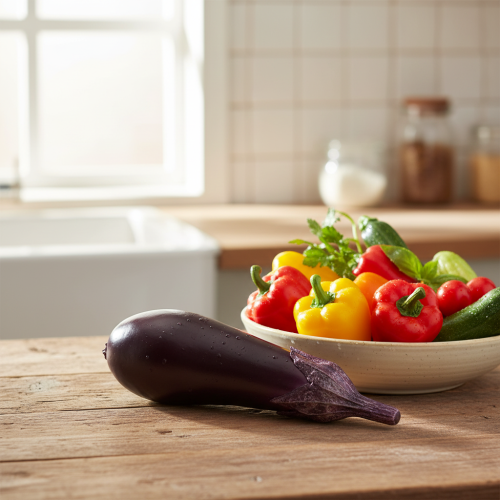 Artikel Grøntsagsdekoration aubergine maddummy 15cm