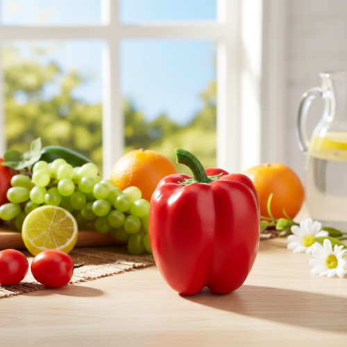 Artikel Dekorativ vegetabilsk peber rød maddummy H10cm