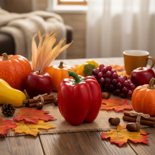 Artikel Dekorativ vegetabilsk peber rød maddummy H10cm