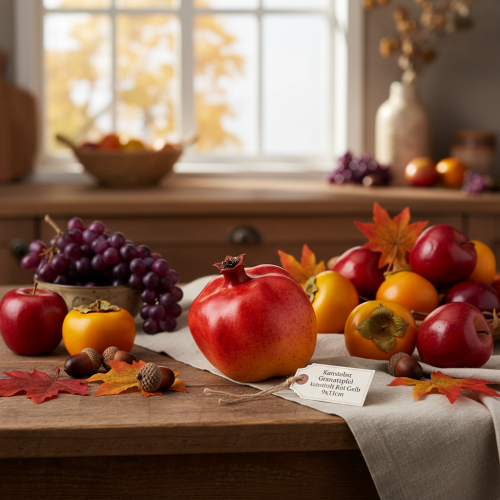 Artikel Kunstig frugt granatæble kunstig rød gul 9×11cm