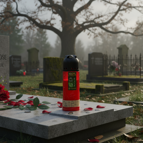 Artikel Gravlys rød vegetabilsk olie ICP lys til minde H24cm