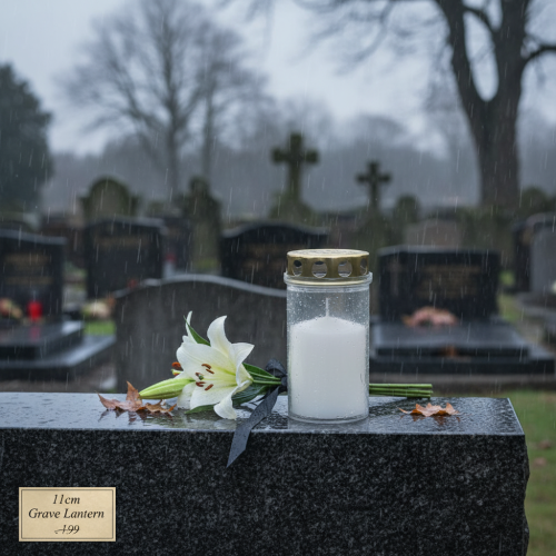 Artikel Gravlys, hvide og guld, Ø5,5 cm, H11,5 cm, 24 timer, 12 stk.