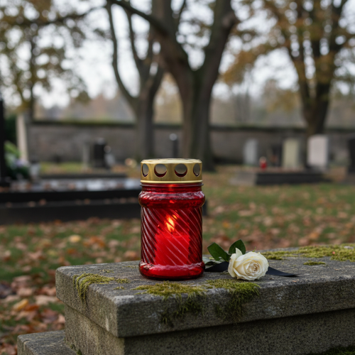 Artikel Grav lys glas rød Ø6cm H10,5cm 1 stk