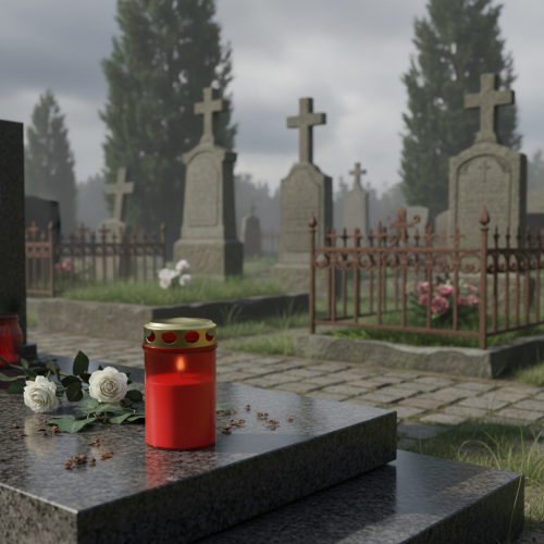 Artikel Gravlys cylindrisk rød Ø6cm H10cm 12 stk