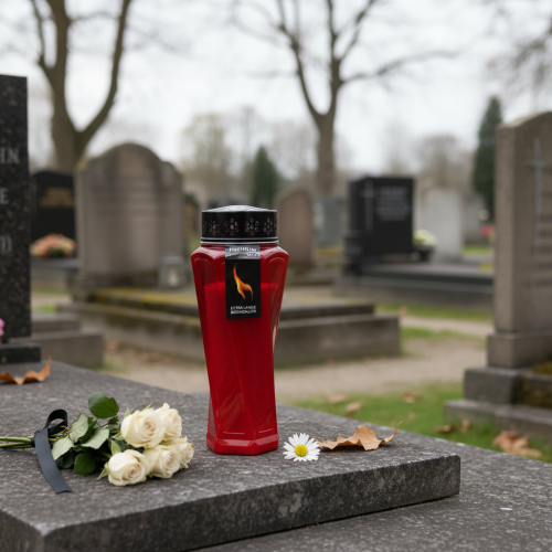 Artikel Gravlys Plast drejet Rød Ø11cm H25cm