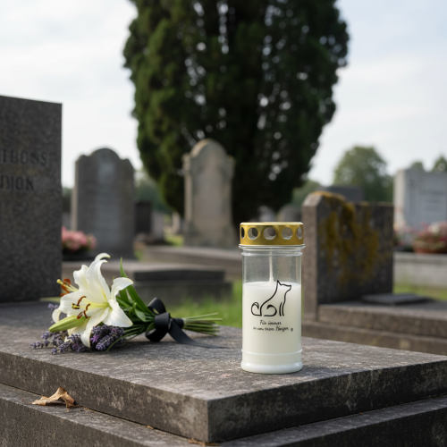 Artikel Gravlys hundegravlys til dyr hvid Ø7cm H16,5cm