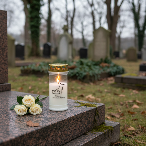 Artikel Gravlys hundegravlys til dyr hvid Ø7cm H16,5cm