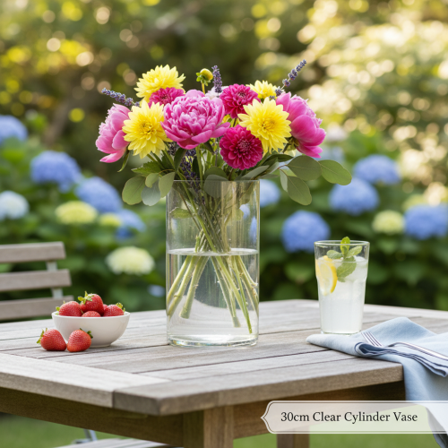 Artikel Blomstervase, slank glascylinder, kan bruges som glasvase eller høj dekorativ glasvase, 30 cm