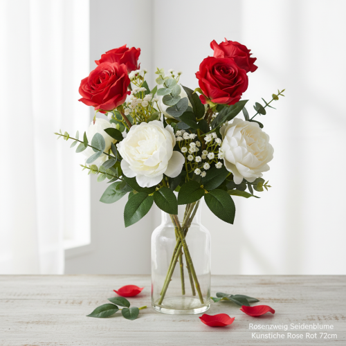 Artikel Rosegren silkeblomst kunstig rose rød 72cm