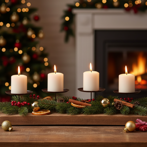 Artikel Lysestage brun Ø8cm 4 stk