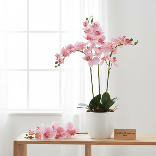 Artikel Orkidé Phalaenopsis kunstig 9 blomster pink hvid 96cm