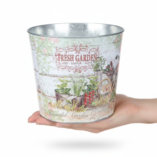 Artikel Metalplantekasse Fresh Garden Colorful Vintage H18cm