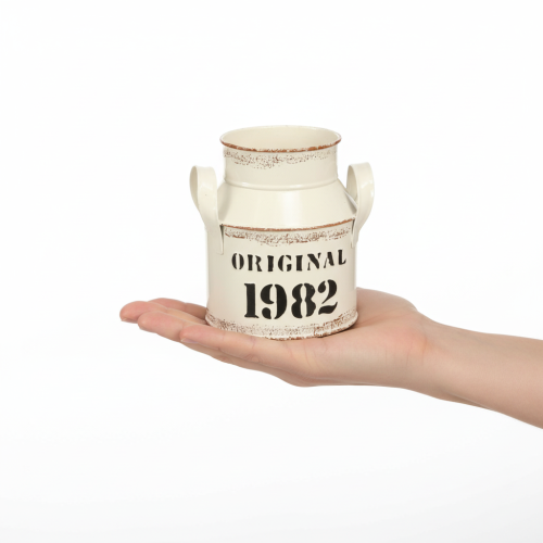 Artikel Metal dekorativ kande “Original 1982” Creme Rust H16cm 2 stk.