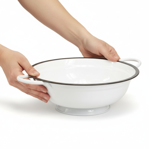 Artikel Dekorativ metalskål i hvid og sort vintagestil, Ø20,5 cm, 3 stk.