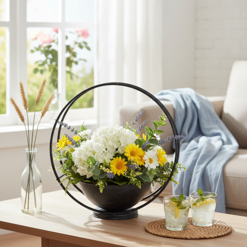 Artikel Skål med fod, dekorativ ring, metal, antracit, H29 cm, 2 stk.