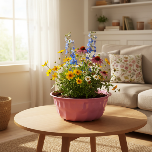 Artikel Metal dekorativ skål, bageform, Bundt kageform, pink, Ø23 cm, H12 cm