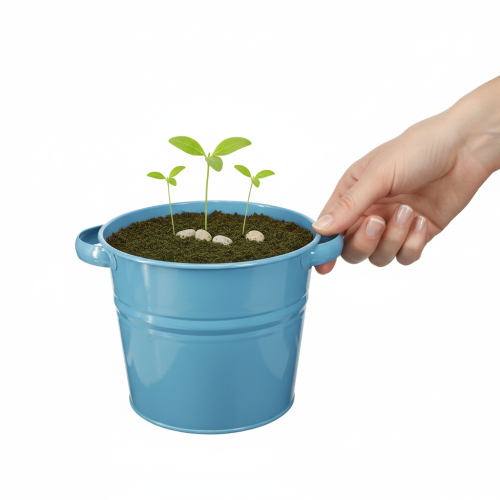 Artikel Dekorativ metalblomsterpotte/plantekrukke i blå, 31 cm x 26 cm x 21,5 cm