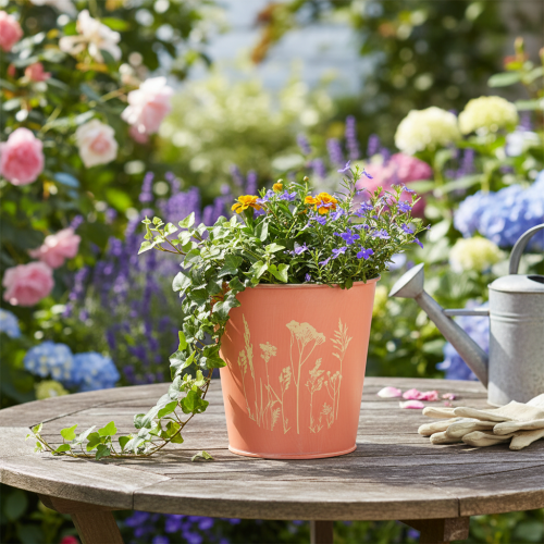 Artikel Blomsterpotte abrikos metal Ø11,5 cm H11,5 cm