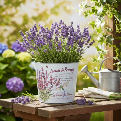 Artikel Metalplantekasse, urtepotte, lavendel, Ø21 cm H18 cm