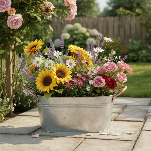 Artikel Blomsterskål med hanke, dekorativ skål, metal, 17,5×12×9 cm