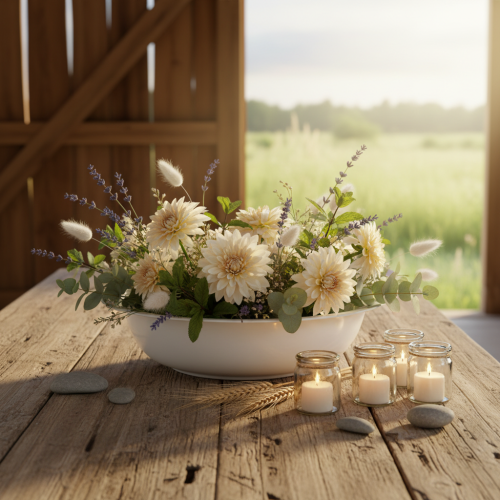 Artikel Metalskål, hvid emaljelook, Ø29 cm, H7,5 cm