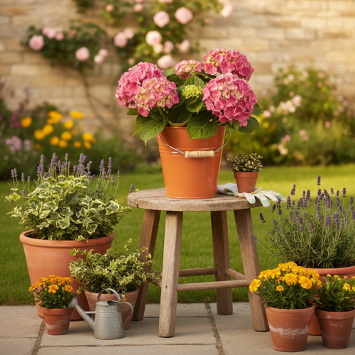 Artikel Dekorativ metalspand/plantekrukke, orangebrun, Ø22 cm, H21,5 cm, 6 l