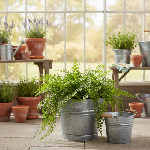 Artikel Vintage dekorativ metal spandplante/potte, Ø22 cm, H20 cm