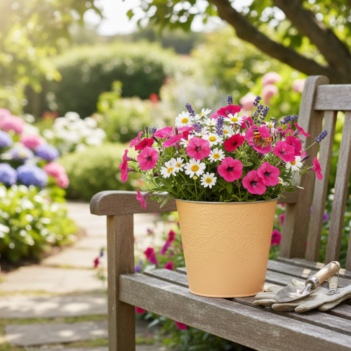 Artikel Metalplantekasse, pastel orange, Ø13,5 cm H12,5 cm