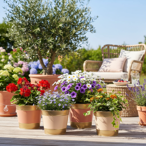 Artikel Metal urtepotte/blomsterpotte, Ø17 cm H14,5 cm, 4 stk.