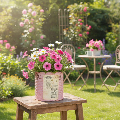 Artikel Dekorativ dåse, antik rose, metal dåse til plantning, Ø11 cm H10,5 cm