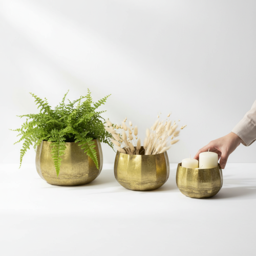 Artikel Dekorativ skål messing metalskål Ø22/18/14cm sæt med 3