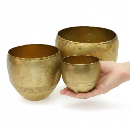 Dekorative vaser i messinglook i metal Ø18/15/12,5 cm, sæt med 3 stk. | Floristik24.dk