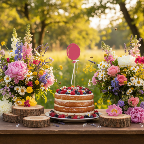 Blomsterstik buket dekoration kage topper ballon pink 28cm 8 stk | Floristik24.dk