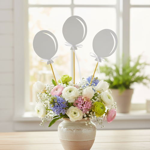 Blomsterprop buket dekoration kage topper ballon hvid 28cm 8 stk | Floristik24.dk