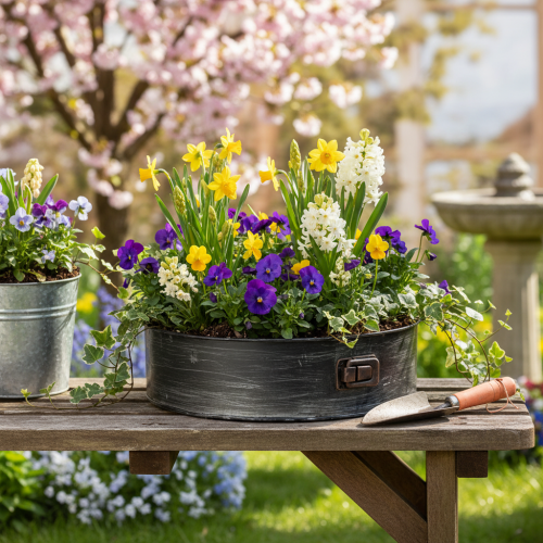 Artikel Plantekasse, dekorativ bageform, springform til plantning, metaldekoration Ø24cm H7,5cm
