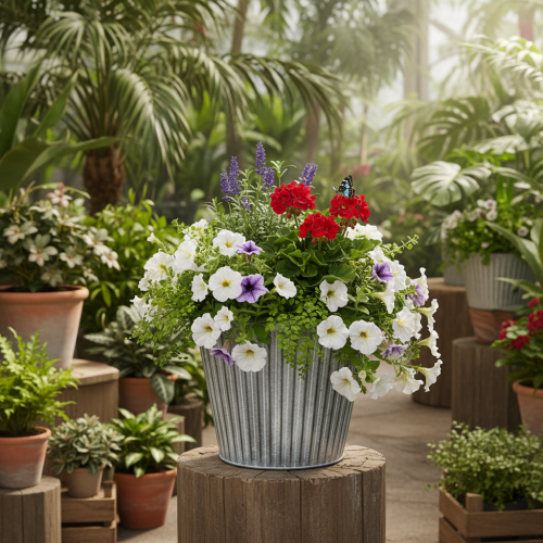Artikel Plantepotte, dekorativ potte med håndtag, metalpotte til plantning Ø25,5 cm