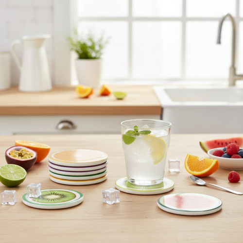 Artikel Frugtunderlagssæt, Frugtdesign, Borddekoration, Køkken &amp; Stue, 10 cm, 6 dele