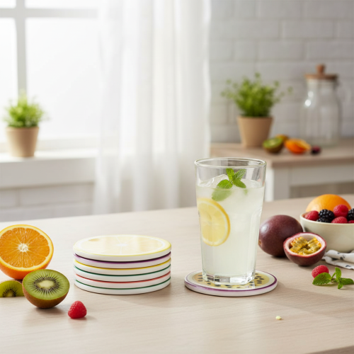 Artikel Frugtunderlagssæt, Frugtdesign, Borddekoration, Køkken &amp; Stue, 10 cm, 6 dele