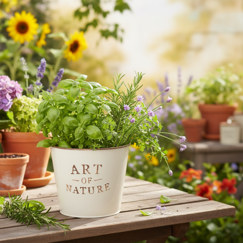 Artikel Zink urtepotte Art of Nature Creme Ø17,5cm H15cm